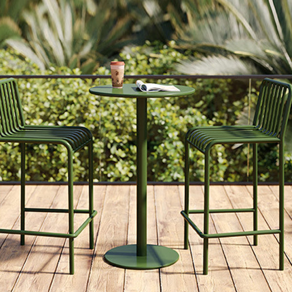 1/3/4 Pieces Industrial Round Bar Table Set Pub Table with Metal Pedestal 3 Pieces: 1 Green Table, 2 Green Stools Clearhalo 'Bar Furniture' 'furn' 'furn_home_bar_bar_sets' 'Furniture' 'Home Bars & Bar Sets' 'home_bar_bar_sets' 'Kitchen & Dining Furniture' 6191643