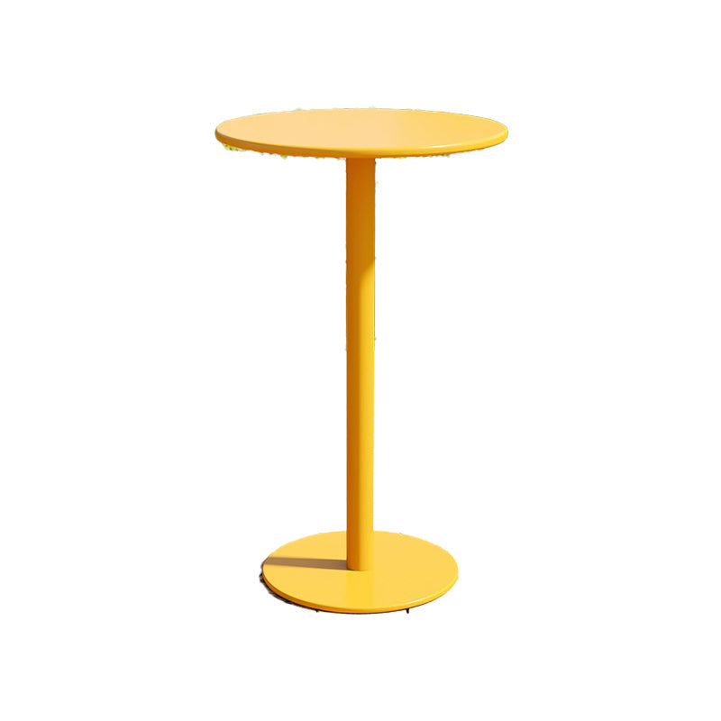 1/3/4 Pieces Industrial Round Bar Table Set Pub Table with Metal Pedestal Yellow 23.6"L x 23.6"W Clearhalo 'Bar Furniture' 'furn' 'furn_home_bar_bar_sets' 'Furniture' 'Home Bars & Bar Sets' 'home_bar_bar_sets' 'Kitchen & Dining Furniture' 6191648