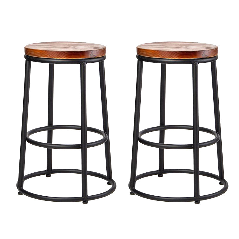 Contemporary Wood Counter Stools Metal Bar Stools for Home Use 2 Piece Set Counter Stool(26"H) Clearhalo 'Bar Furniture' 'Bar Stools' 'bar_stools' 'furn' 'furn_bar_stools' 'Furniture' 'Kitchen & Dining Furniture' 6196322