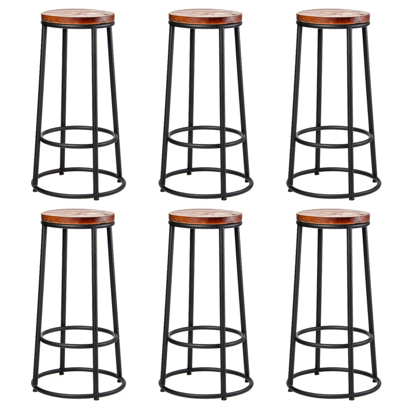 Contemporary Wood Counter Stools Metal Bar Stools for Home Use 6 Piece Set Bar Stool(30"H) Clearhalo 'Bar Furniture' 'Bar Stools' 'bar_stools' 'furn' 'furn_bar_stools' 'Furniture' 'Kitchen & Dining Furniture' 6196334