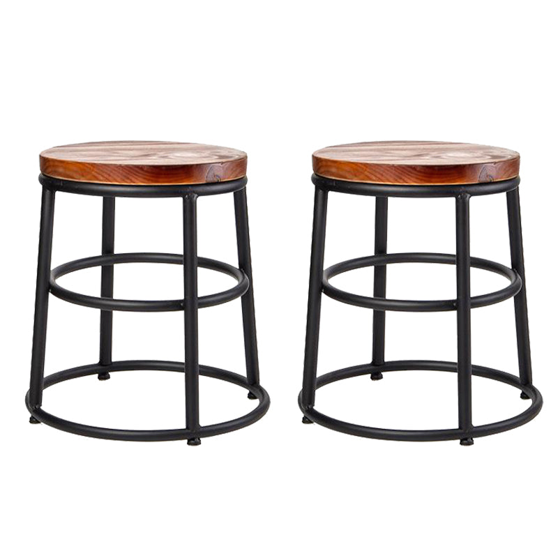 Contemporary Wood Counter Stools Metal Bar Stools for Home Use 2 Piece Set Short Stool(18"H) Clearhalo 'Bar Furniture' 'Bar Stools' 'bar_stools' 'furn' 'furn_bar_stools' 'Furniture' 'Kitchen & Dining Furniture' 6196338