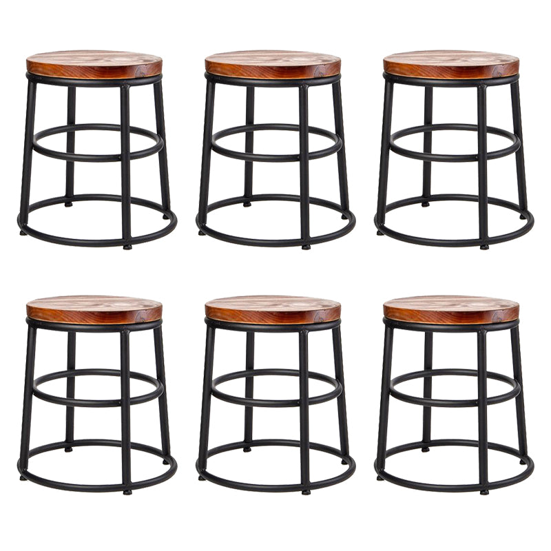 Contemporary Wood Counter Stools Metal Bar Stools for Home Use 6 Piece Set Short Stool(18"H) Clearhalo 'Bar Furniture' 'Bar Stools' 'bar_stools' 'furn' 'furn_bar_stools' 'Furniture' 'Kitchen & Dining Furniture' 6196340