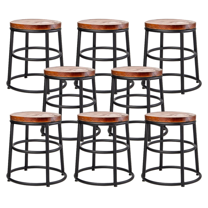 Contemporary Wood Counter Stools Metal Bar Stools for Home Use 8 Piece Set Short Stool(18"H) Clearhalo 'Bar Furniture' 'Bar Stools' 'bar_stools' 'furn' 'furn_bar_stools' 'Furniture' 'Kitchen & Dining Furniture' 6196341