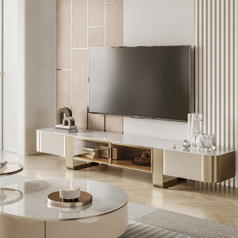 Modern Stone TV Stand Console Enclosed Storage TV Media Stand with Doors for Living Room Clearhalo 'furn' 'furn_tv_stands_entertainment_centers' 'Furniture' 'Living Room Furniture' 'TV Stands & Entertainment Centers' 'TV Stands & Media Storage Furniture' 'tv_stands_entertainment_centers' 6196412