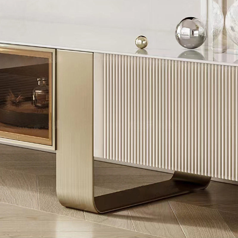 Modern Stone TV Stand Console Enclosed Storage TV Media Stand with Doors for Living Room Clearhalo 'furn' 'furn_tv_stands_entertainment_centers' 'Furniture' 'Living Room Furniture' 'TV Stands & Entertainment Centers' 'TV Stands & Media Storage Furniture' 'tv_stands_entertainment_centers' 6196417