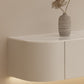 Meuble TV contemporain en pierre, Console blanche flottante, support multimédia pour salon