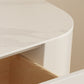 Meuble TV contemporain en pierre, Console blanche flottante, support multimédia pour salon