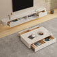 Meuble TV contemporain en pierre, Console blanche flottante, support multimédia pour salon