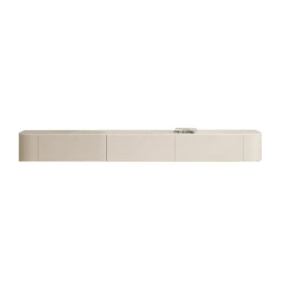 Meuble TV contemporain en pierre, Console blanche flottante, support multimédia pour salon