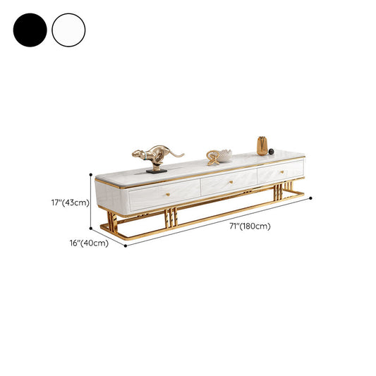 Glam Marble TV Stand Enclosed Storage TV Media Stand for Living Room
