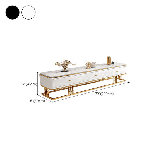 Glam Marble TV Stand Enclosed Storage TV Media Stand for Living Room