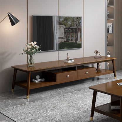 Supporto TV scandinavo da 16" con ripiani aperti, console multimediale TV con cassetti