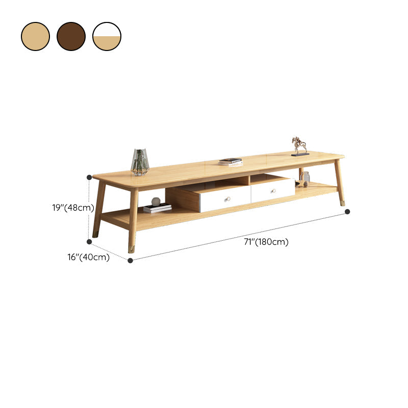 Supporto TV scandinavo da 16" con ripiani aperti, console multimediale TV con cassetti