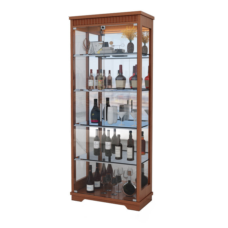 Modern Curio Cabinet Solid Wood Display Stand in Black/ Walnut Finish