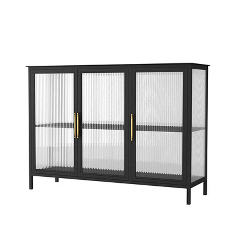 Glass Door Display Cabinet Industrial Storage Cabinet for Living Room 47"L x 16"W x 35"H Black Clearhalo 'Display & China Cabinets' 'display_china_cabinets' 'furn' 'furn_display_china_cabinets' 'Furniture' 'Kitchen & Dining Furniture' 6196688