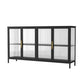 Glass Door Display Cabinet Industrial Storage Cabinet for Living Room 63"L x 16"W x 35"H Black Clearhalo 'Display & China Cabinets' 'display_china_cabinets' 'furn' 'furn_display_china_cabinets' 'Furniture' 'Kitchen & Dining Furniture' 6196689