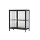 Glass Door Display Cabinet Industrial Storage Cabinet for Living Room 31"L x 16"W x 35"H Black Clearhalo 'Display & China Cabinets' 'display_china_cabinets' 'furn' 'furn_display_china_cabinets' 'Furniture' 'Kitchen & Dining Furniture' 6196695