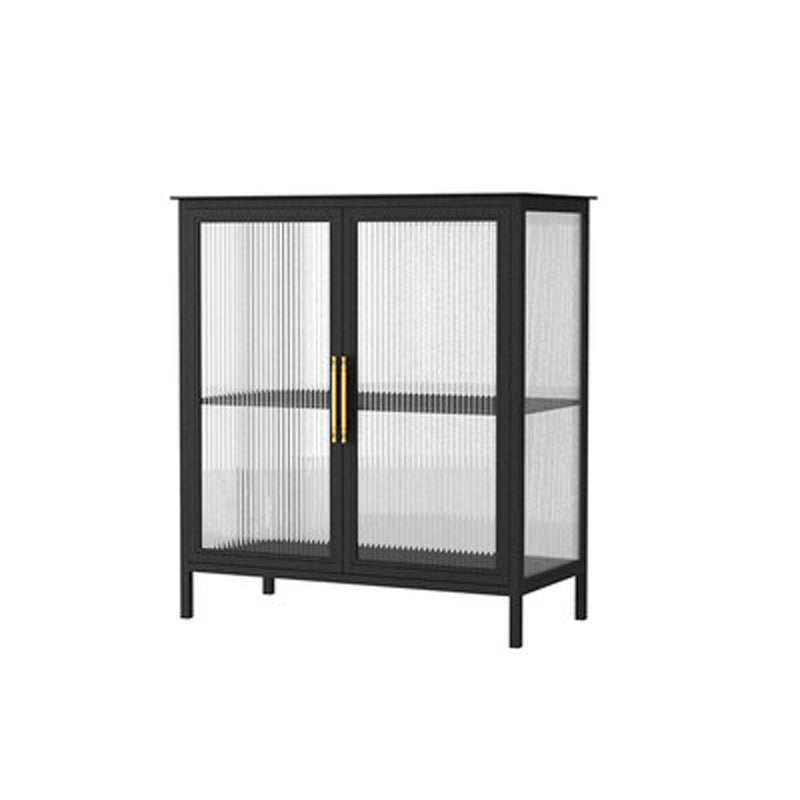 Glass Door Display Cabinet Industrial Storage Cabinet for Living Room 31"L x 16"W x 35"H Black Clearhalo 'Display & China Cabinets' 'display_china_cabinets' 'furn' 'furn_display_china_cabinets' 'Furniture' 'Kitchen & Dining Furniture' 6196695
