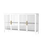Glass Door Display Cabinet Industrial Storage Cabinet for Living Room 63"L x 16"W x 35"H White Clearhalo 'Display & China Cabinets' 'display_china_cabinets' 'furn' 'furn_display_china_cabinets' 'Furniture' 'Kitchen & Dining Furniture' 6196696