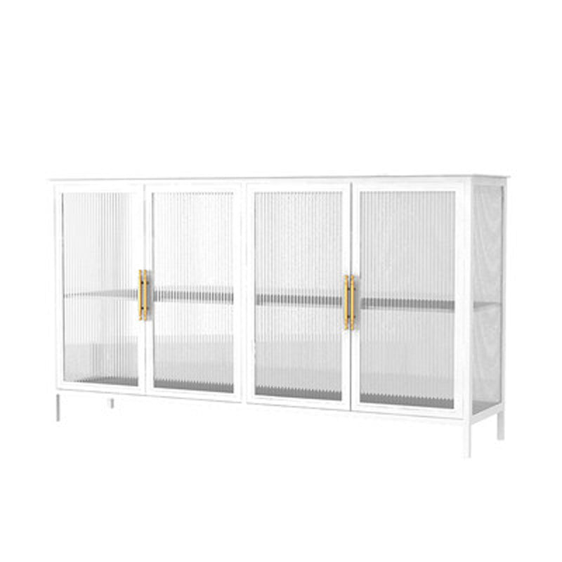 Glass Door Display Cabinet Industrial Storage Cabinet for Living Room 63"L x 16"W x 35"H White Clearhalo 'Display & China Cabinets' 'display_china_cabinets' 'furn' 'furn_display_china_cabinets' 'Furniture' 'Kitchen & Dining Furniture' 6196696