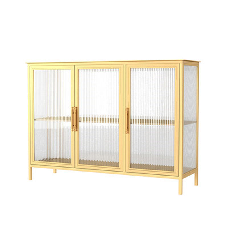 Glass Door Display Cabinet Industrial Storage Cabinet for Living Room 47"L x 16"W x 35"H Gold Clearhalo 'Display & China Cabinets' 'display_china_cabinets' 'furn' 'furn_display_china_cabinets' 'Furniture' 'Kitchen & Dining Furniture' 6196700