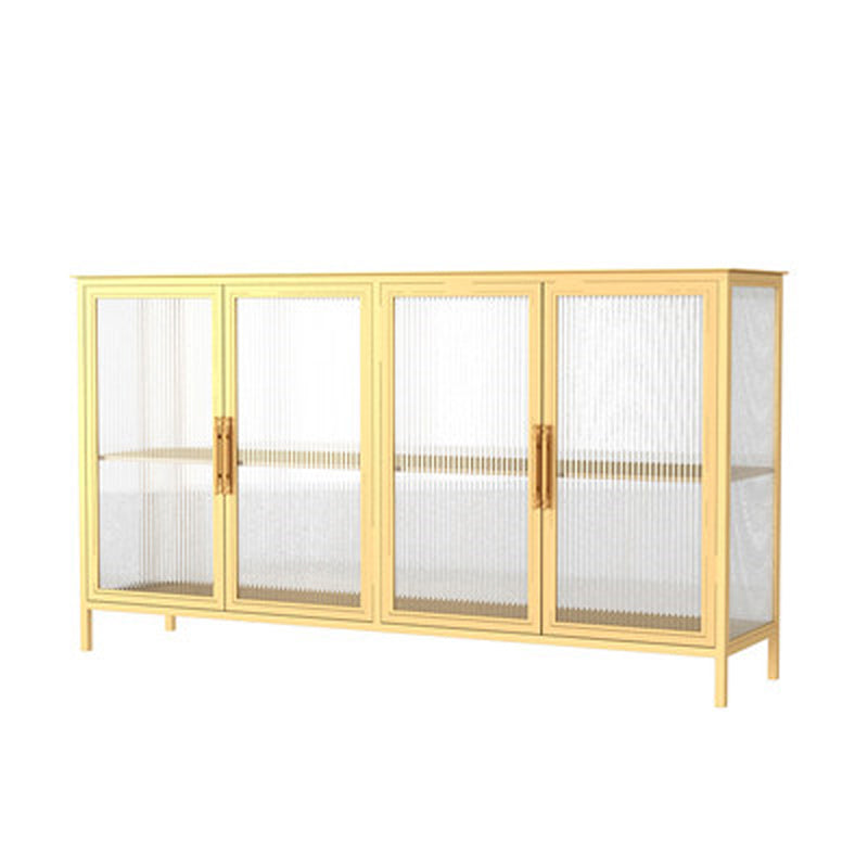 Glass Door Display Cabinet Industrial Storage Cabinet for Living Room 63"L x 16"W x 35"H Gold Clearhalo 'Display & China Cabinets' 'display_china_cabinets' 'furn' 'furn_display_china_cabinets' 'Furniture' 'Kitchen & Dining Furniture' 6196701