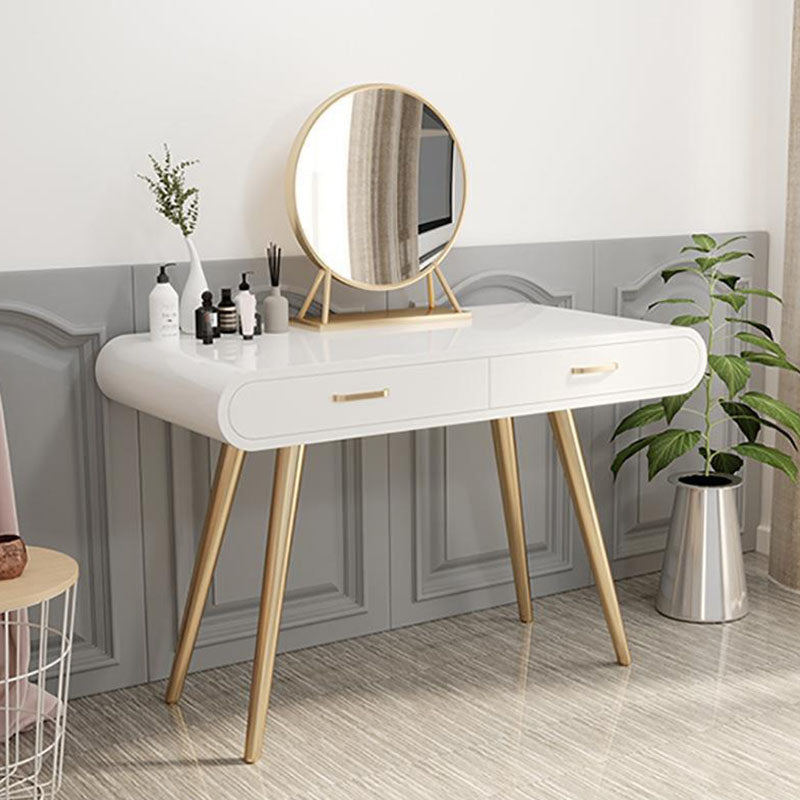 Glam Makeup Counter with 2 Drawers in White Vanity Table for Bedroom Clearhalo 'Bedroom Furniture' 'furn' 'furn_makeup_vanities' 'Furniture' 'Makeup Vanities' 'makeup_vanities' 6196754