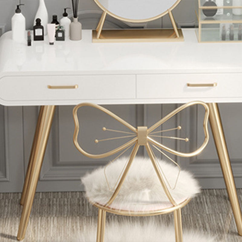 Glam Makeup Counter with 2 Drawers in White Vanity Table for Bedroom Clearhalo 'Bedroom Furniture' 'furn' 'furn_makeup_vanities' 'Furniture' 'Makeup Vanities' 'makeup_vanities' 6196758