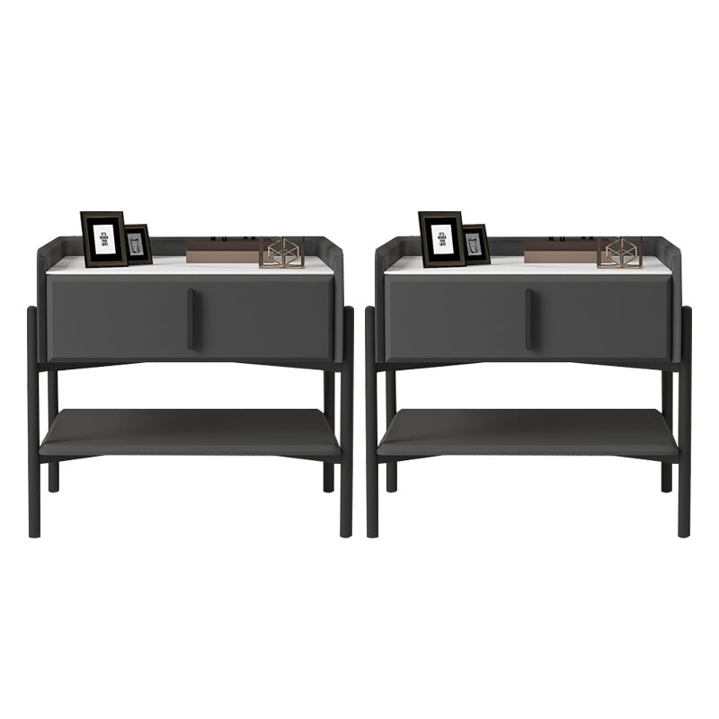 Table de nuit en pierre et en métal moderne Armoire de chevet de rangement avec les jambes