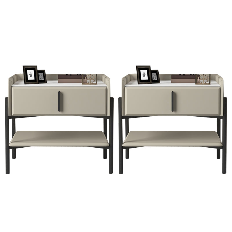 Table de nuit en pierre et en métal moderne Armoire de chevet de rangement avec les jambes