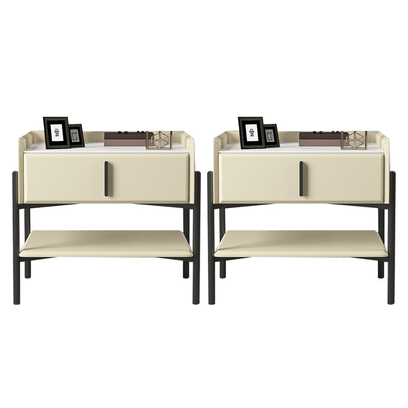 Table de nuit en pierre et en métal moderne Armoire de chevet de rangement avec les jambes