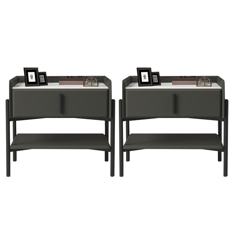 Table de nuit en pierre et en métal moderne Armoire de chevet de rangement avec les jambes