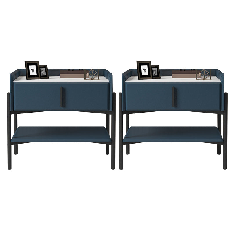 Table de nuit en pierre et en métal moderne Armoire de chevet de rangement avec les jambes