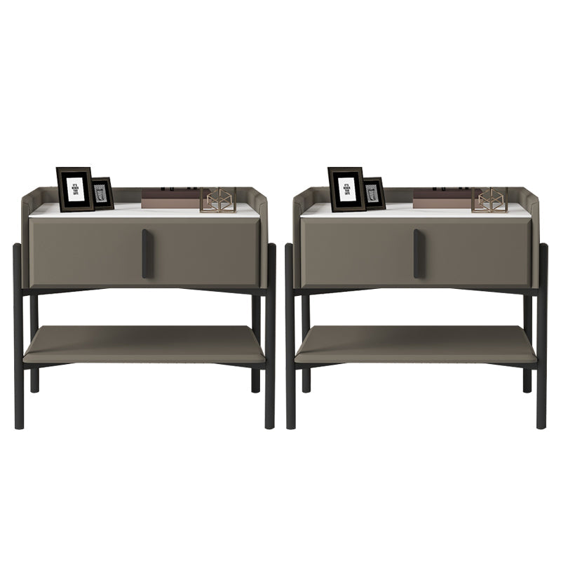 Table de nuit en pierre et en métal moderne Armoire de chevet de rangement avec les jambes