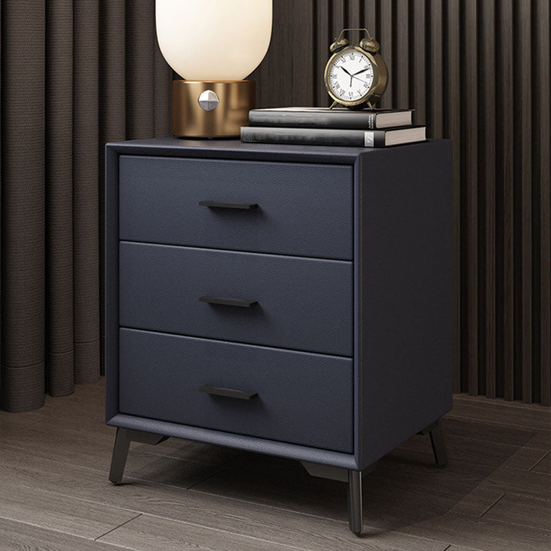 23.62" Tall Faux Leather Night Table 3-drawer Bedside Cabinet with Legs Clearhalo 'Bedroom Furniture' 'furn' 'furn_night_stand' 'Furniture' 'night_stand' 'Nightstands' 6196858