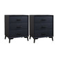23.62" Tall Faux Leather Night Table 3-drawer Bedside Cabinet with Legs 2 Piece Set Clearhalo 'Bedroom Furniture' 'furn' 'furn_night_stand' 'Furniture' 'night_stand' 'Nightstands' 6196859