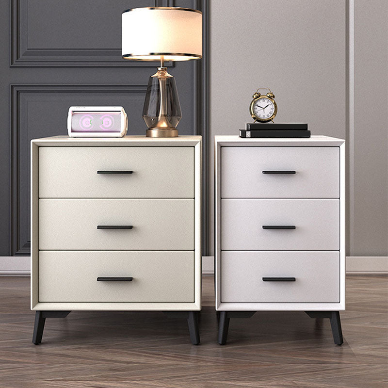 23.62" Tall Faux Leather Night Table 3-drawer Bedside Cabinet with Legs Clearhalo 'Bedroom Furniture' 'furn' 'furn_night_stand' 'Furniture' 'night_stand' 'Nightstands' 6196860