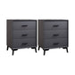 23.62" Tall Faux Leather Night Table 3-drawer Bedside Cabinet with Legs Dark Gray 2 Piece Set Clearhalo 'Bedroom Furniture' 'furn' 'furn_night_stand' 'Furniture' 'night_stand' 'Nightstands' 6196862