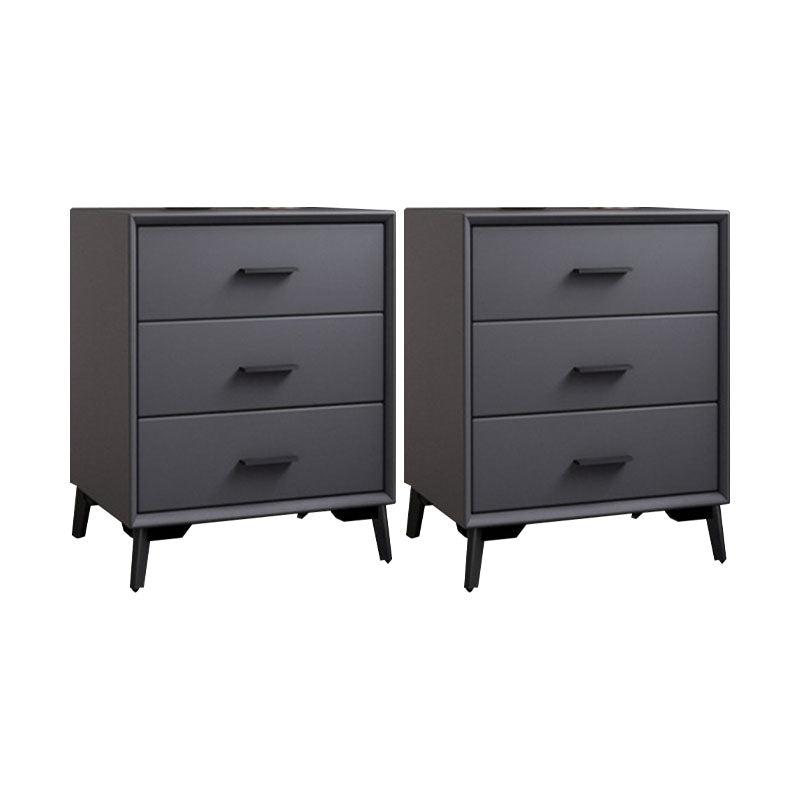 23.62" Tall Faux Leather Night Table 3-drawer Bedside Cabinet with Legs Dark Gray 2 Piece Set Clearhalo 'Bedroom Furniture' 'furn' 'furn_night_stand' 'Furniture' 'night_stand' 'Nightstands' 6196862