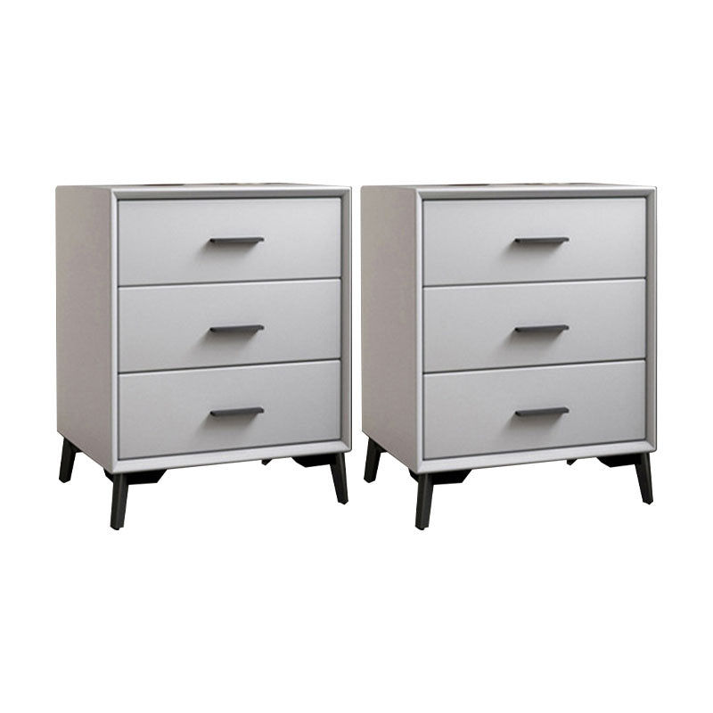 23.62" Tall Faux Leather Night Table 3-drawer Bedside Cabinet with Legs Light Gray 2 Piece Set Clearhalo 'Bedroom Furniture' 'furn' 'furn_night_stand' 'Furniture' 'night_stand' 'Nightstands' 6196866