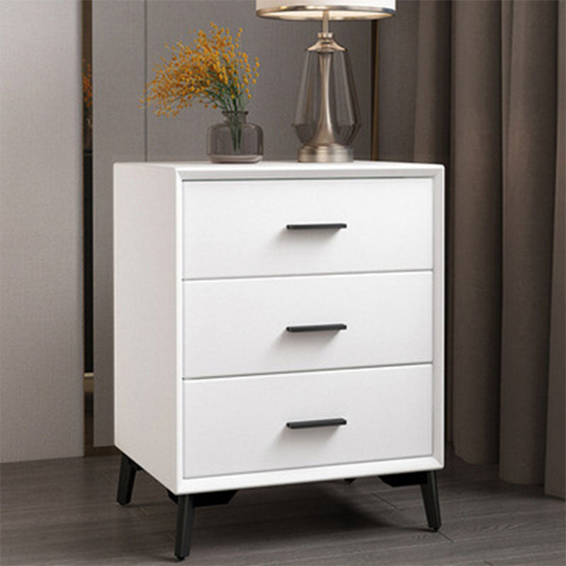 23.62" Tall Faux Leather Night Table 3-drawer Bedside Cabinet with Legs White 1 Piece Clearhalo 'Bedroom Furniture' 'furn' 'furn_night_stand' 'Furniture' 'night_stand' 'Nightstands' 6196869