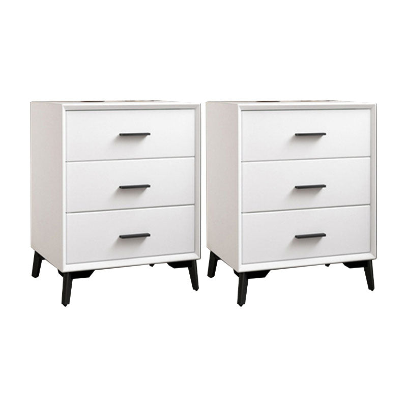 23.62" Tall Faux Leather Night Table 3-drawer Bedside Cabinet with Legs White 2 Piece Set Clearhalo 'Bedroom Furniture' 'furn' 'furn_night_stand' 'Furniture' 'night_stand' 'Nightstands' 6196871