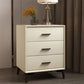 23.62" Tall Faux Leather Night Table 3-drawer Bedside Cabinet with Legs Beige 1 Piece Clearhalo 'Bedroom Furniture' 'furn' 'furn_night_stand' 'Furniture' 'night_stand' 'Nightstands' 6196873