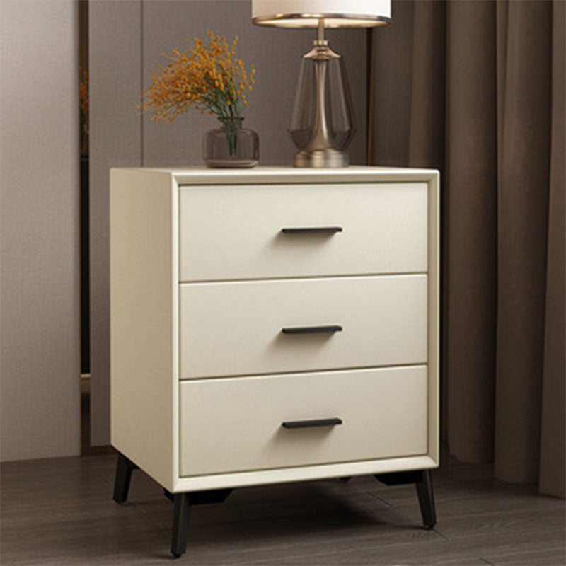 23.62" Tall Faux Leather Night Table 3-drawer Bedside Cabinet with Legs Beige 1 Piece Clearhalo 'Bedroom Furniture' 'furn' 'furn_night_stand' 'Furniture' 'night_stand' 'Nightstands' 6196873