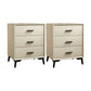 23.62" Tall Faux Leather Night Table 3-drawer Bedside Cabinet with Legs Beige 2 Piece Set Clearhalo 'Bedroom Furniture' 'furn' 'furn_night_stand' 'Furniture' 'night_stand' 'Nightstands' 6196874