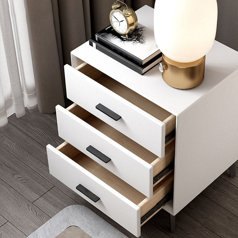 23.62" Tall Faux Leather Night Table 3-drawer Bedside Cabinet with Legs Clearhalo 'Bedroom Furniture' 'furn' 'furn_night_stand' 'Furniture' 'night_stand' 'Nightstands' 6196875