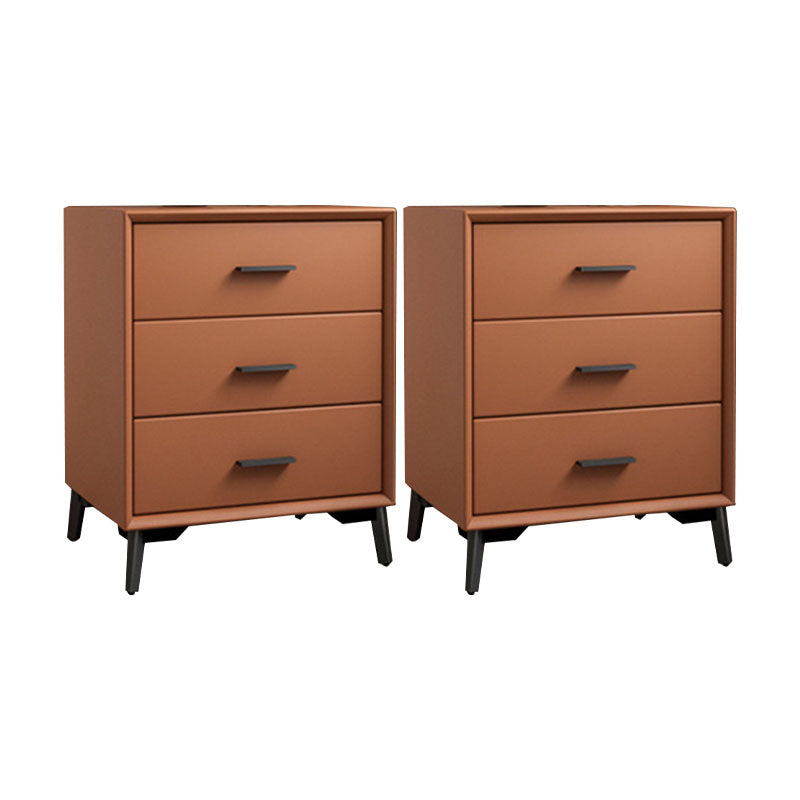 23.62" Tall Faux Leather Night Table 3-drawer Bedside Cabinet with Legs Orange 2 Piece Set Clearhalo 'Bedroom Furniture' 'furn' 'furn_night_stand' 'Furniture' 'night_stand' 'Nightstands' 6196880