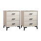 23.62" Tall Faux Leather Night Table 3-drawer Bedside Cabinet with Legs Off-White 2 Piece Set Clearhalo 'Bedroom Furniture' 'furn' 'furn_night_stand' 'Furniture' 'night_stand' 'Nightstands' 6196882