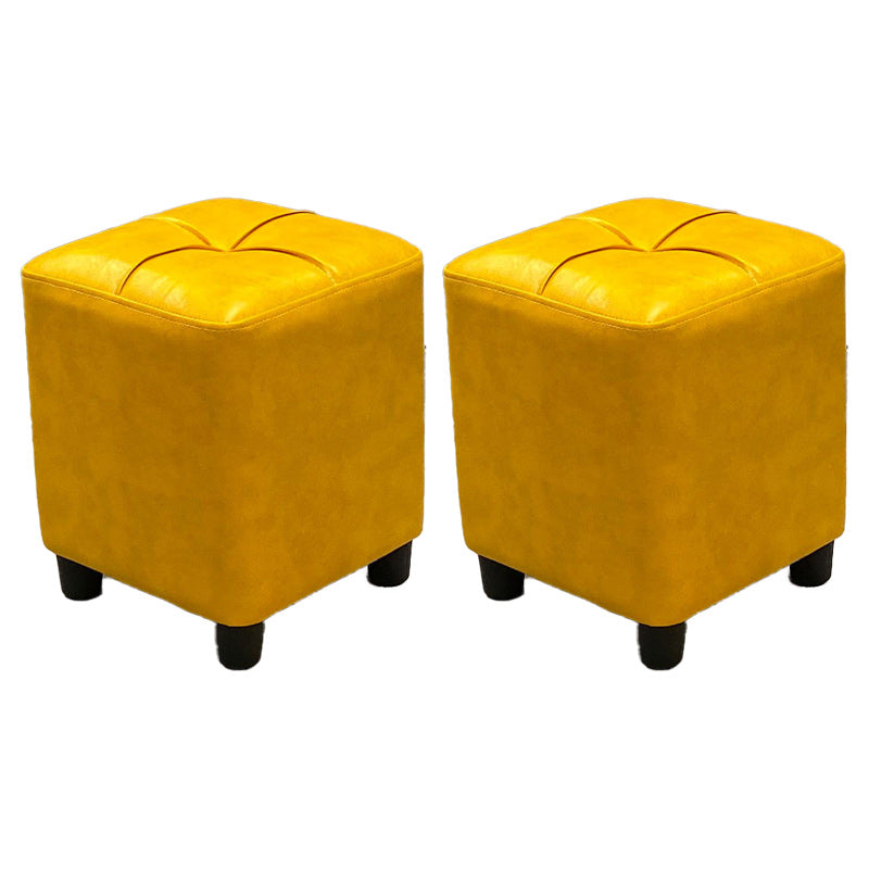 Leather Pouf Ottoman Whole Colored Water Resistant Square Tufted Pouf Ottoman Yellow 2 Piece Set Clearhalo 'furn' 'furn_ottomans_poufs' 'Furniture' 'Living Room Furniture' 'Ottomans & Poufs' 'ottomans_poufs' 6197034