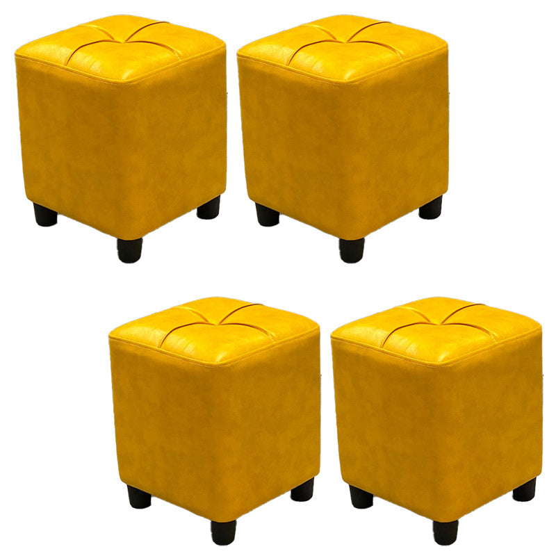 Leather Pouf Ottoman Whole Colored Water Resistant Square Tufted Pouf Ottoman Yellow 4 Piece Set Clearhalo 'furn' 'furn_ottomans_poufs' 'Furniture' 'Living Room Furniture' 'Ottomans & Poufs' 'ottomans_poufs' 6197035